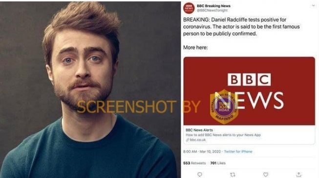 CEK FAKTA: Benarkah Daniel Radcliffe Positif Terinfeksi Virus Corona?