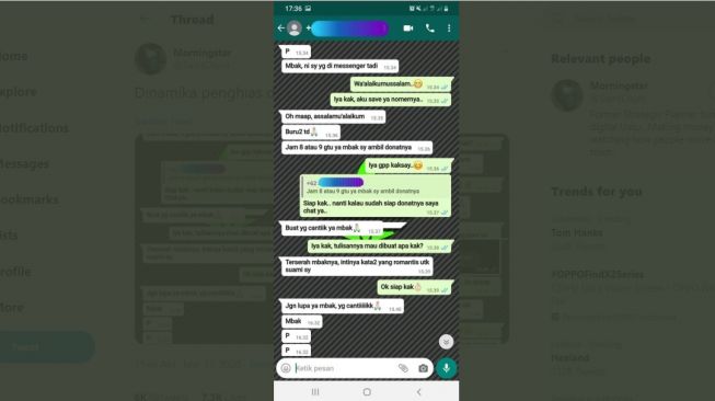 Tangkapan layar chat antara penjual dan pembeli. [Twitter]