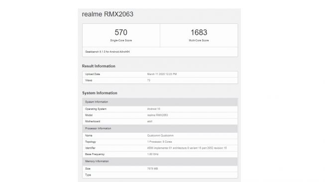 Bocoran Realme 6 Series. [Geekbench]