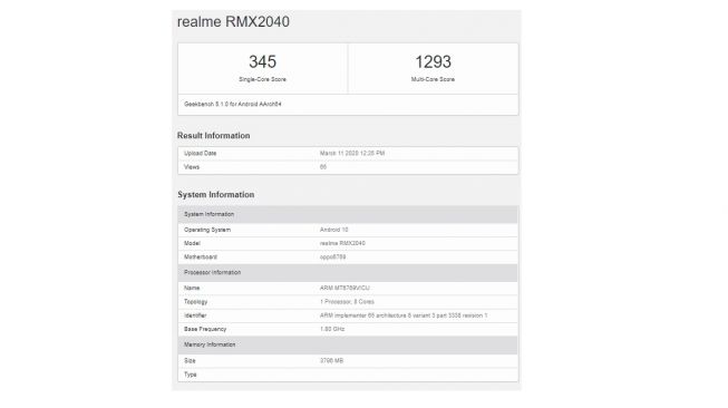 Bocoran Realme 6 Series. [Geekbench]