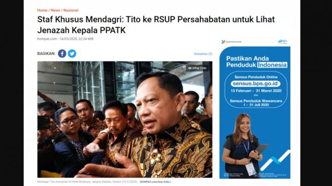 Penjelasan CEK FAKTA, Mendagri Tito Karnavian ke RS Persahabatan lihat jenazah Kepala PPATK (turnbackhoax.id)