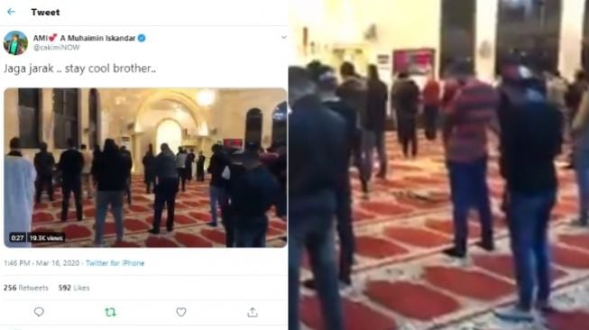 Muhaimin Iskandar unggah video salat jemaah 'jaga jarak' (twitter/cakimiNOW)