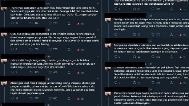 Curhat pasien suspect corona. (Twitter)