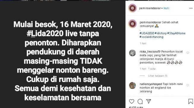 4 Acara TV Tayang Live Tanpa Penonton Gara-gara Corona. (Instagram)