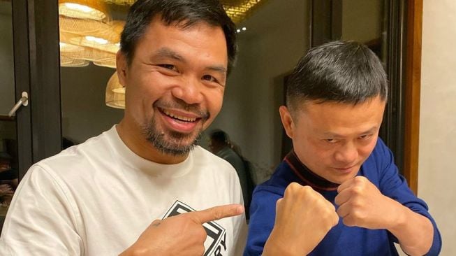 Legenda tinju dunia Manny Pacquiao (kiri) dan miliuner asal China, Jack Ma. [Instagram@mannypacquiao]