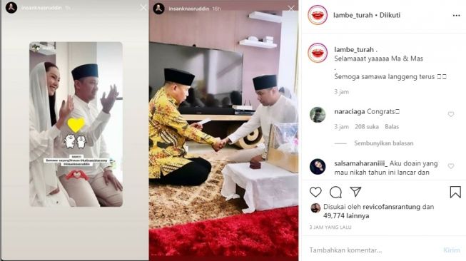 Kalina Oktarani dan Insank Nasruddin resmi menikah [Instagram/@lambe_turah]