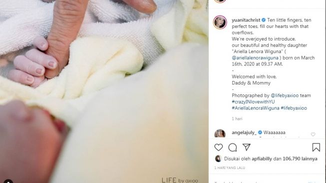 Yuanita Christiani melahirkan anak pertama [Instagram/@yuanitachrist]