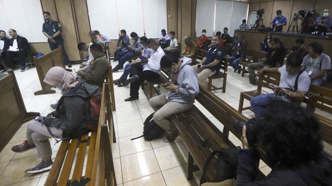 Suasana di ruang sidang Pengadilan Negeri Jakarta Utara, Kamis (19/3). [Suara.com/Angga Budhiyanto]