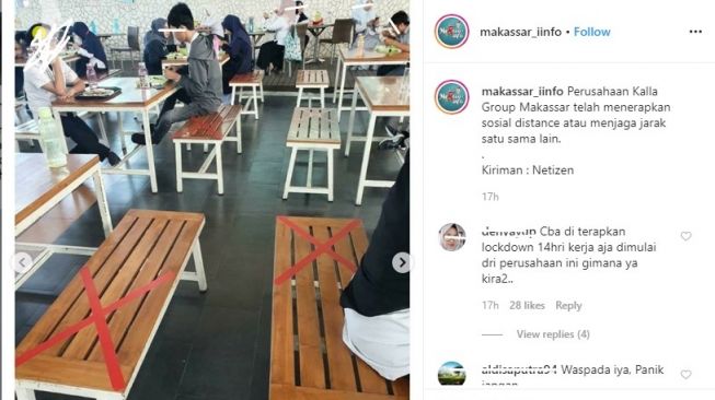 Social distancing di perusahaan (instagram/makassar_iinfo)