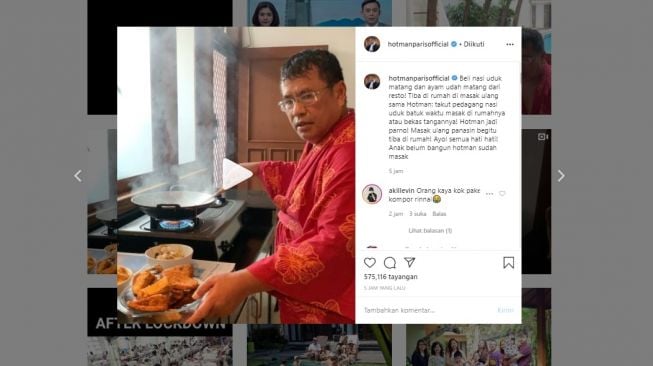 Hotman masak ulang makanan karena kahwatir pedagangnya batuk (instagram/@hotmanparisofficial)