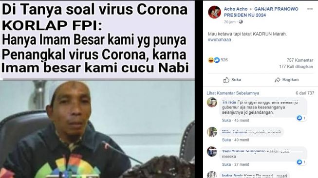 CEK FAKTA: Benarkah Korlap FPI Sebut Habib Rizieq Punya Penangkal Corona?