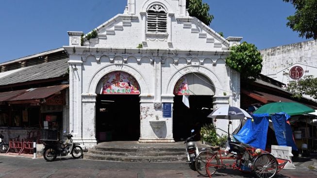 Suasana pasar yang sepi di Penang, Malaysia, Rabu (18/3).[GOH CHAI HIN / AFP]

