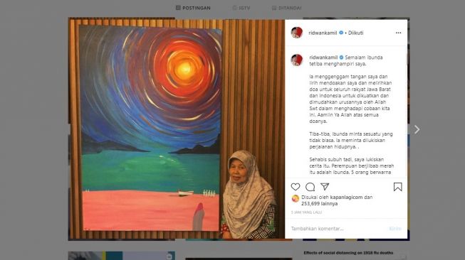 Ibu Ridwan Kamil tiba-tiba minta dilukis setelah doakan warga Jabar (Instagram/@ridwankamil)