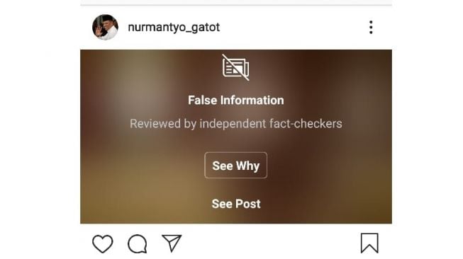 Instagram Sensor Postingan Gatot Nurmantyo soal Salat Berjamaah