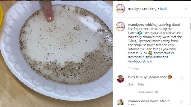 Demonstrasi bagaimana mencuci tangan pada anak TK (Instagram/ mandysmunchkins)
