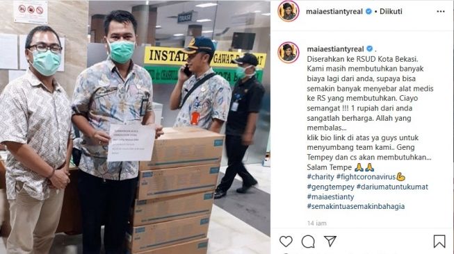 RSUD Kota Bekasi menerima bantuan dana dari masyarakat yang dihimpung Maia Estianty. [Instagram]