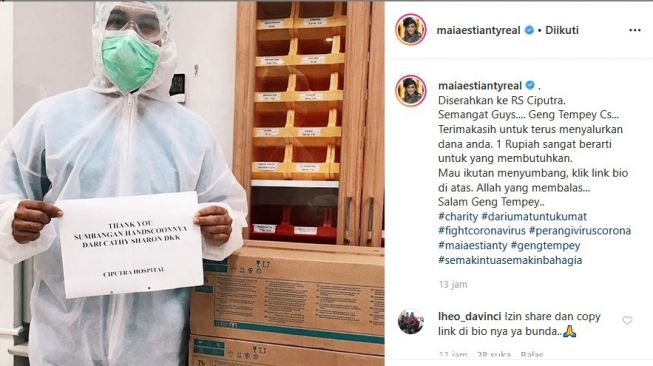 RS Ciputra menerima bantuan dana dari masyarakat yang dihimpung Maia Estianty. [Instagram]