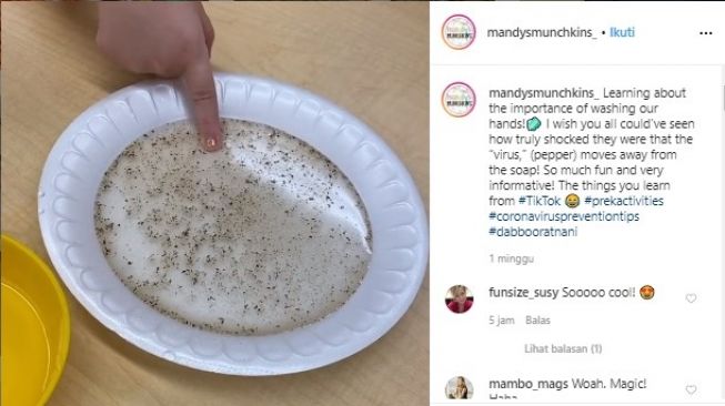 Demonstrasi bagaimana mencuci tangan pada anak TK (Instagram/ mandysmunchkins)