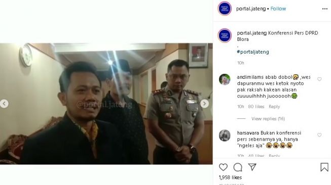 Wakil Ketua DPR Blora memberi klarifikasi soal anggotanya ogah dicek kesehatan. (Instagram/@portal.jateng)