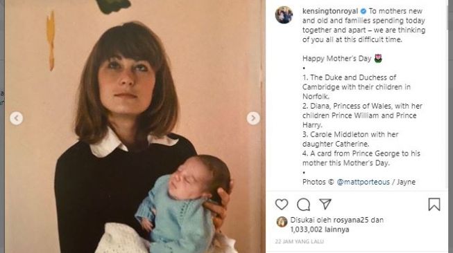 Ucapan hari ibu dari Kate Middleton. (Instagram/@kensingtonroyal)