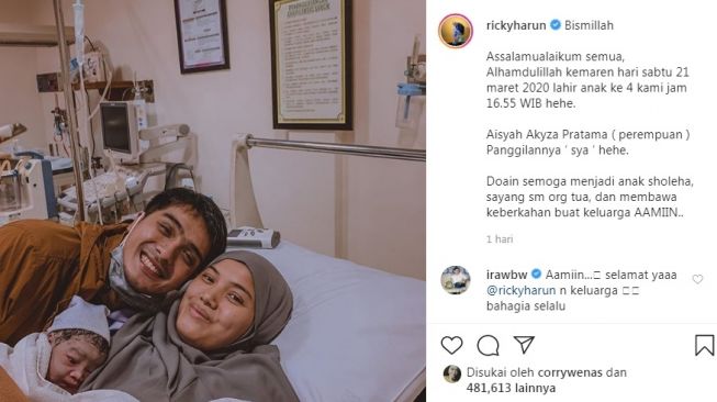 Ricky Harun menyambut kehadiran anak ke-4 [Instagram/@rickyharun]