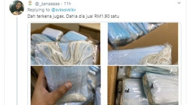 Penipuan masker di Malaysia saat COVID-19 (twitter/@_zanaaaaa)