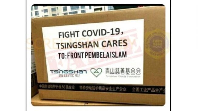 CEK FAKTA: Benarkah Ada Tulisan untuk FPI di Paket Bantuan China?