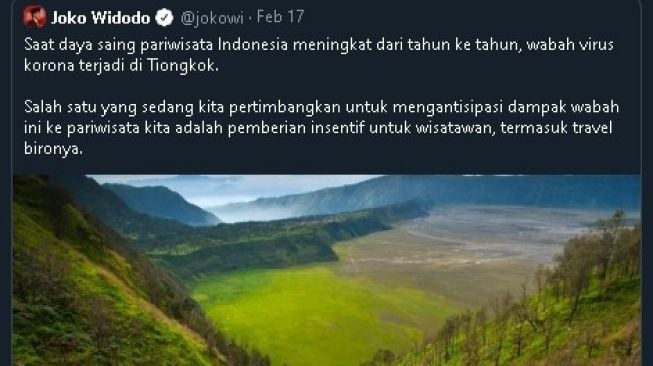 Cuitan Lawas Jokowi Promosikan Pariwisata di Tengah Corona, Ramai Diungkit