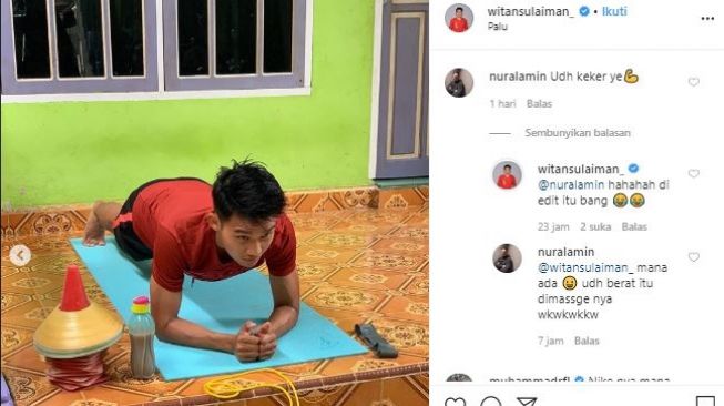 Witan Sulaeman unggah foto latihan di Instagram pribadinya. (Instagram/@witansulaeman_).