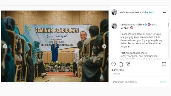 Bupati Karawang hadir di Seminar Guru Dahsyat, 12 Maret 2020 (instagram/@cellicanurrachadiana)