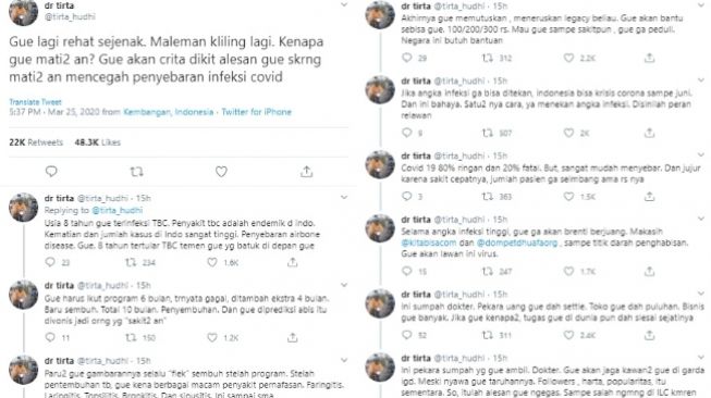 Alasan dr. Tirta mati-matian jadi relawan Covid-19 (twitter/@tirta_hudhi)