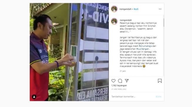 Video Ibas mencoba bilik disinfekan dianggap seperti film Doraemon (instagram/nongandah)