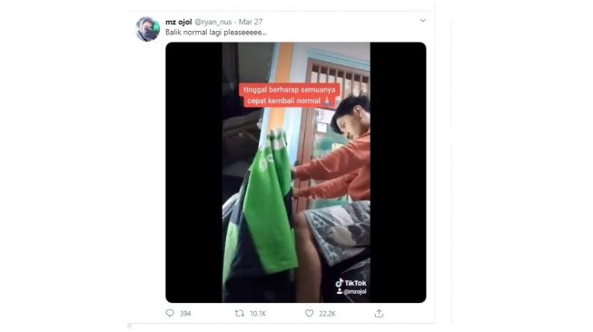 Curhatan driver ojol sesudah dan sebelulm pandemi COVID-19. [Twitter]