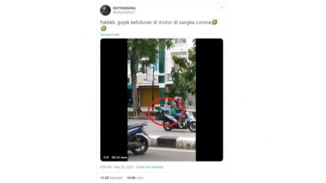 Kisah driver ojol yang dikira korban corona. [Twitter]