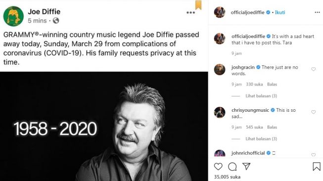 Unggahan Joe Diffie [Instagram/@officialjoediffie]