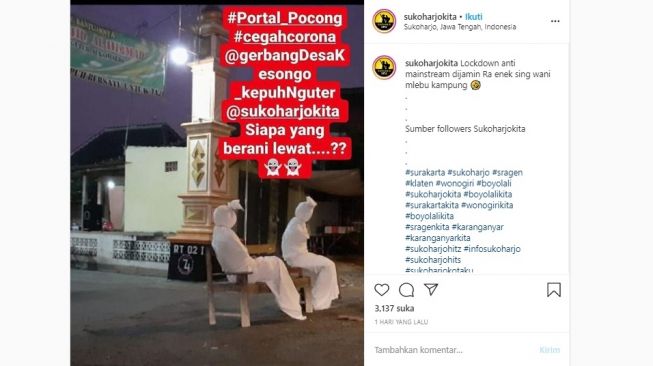 Penjaga gerbang di desa Sukoharjo. [Instagram]