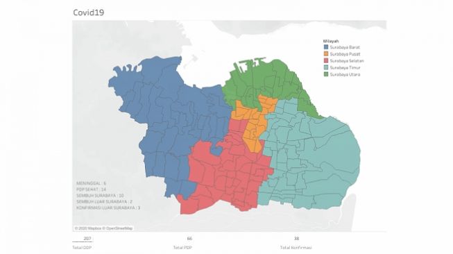 Update Peta Sebaran Virus Corona di Surabaya 3 April 2020