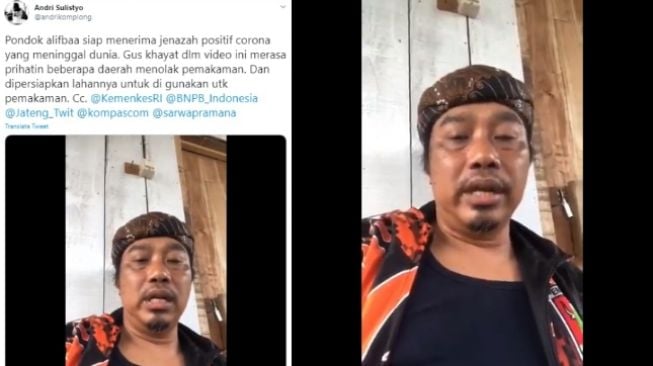 Gus Khayat menawarkan tanahnya untuk penguburan jenazah korban virus corona (twitter/andrikomplong)