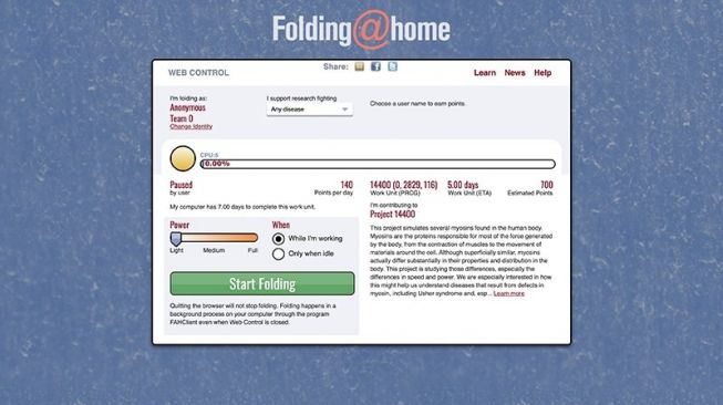 Aplikasi Folding at Home. [Science Alert]