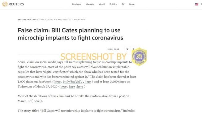 Penjelasan CEK FAKTA, Klaim Bill Gates meluncurkan kapsul implan manusia lawan Corona (turnbackhoax.id)