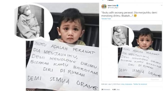 Ingatkan Jaga Jarak, Anak Perawat: Ibu Menjauhiku Demi Menolong Dirimu