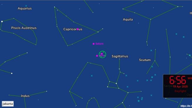 Konjungsi Bulan dan Jupiter di April 2020. [In the Sky]