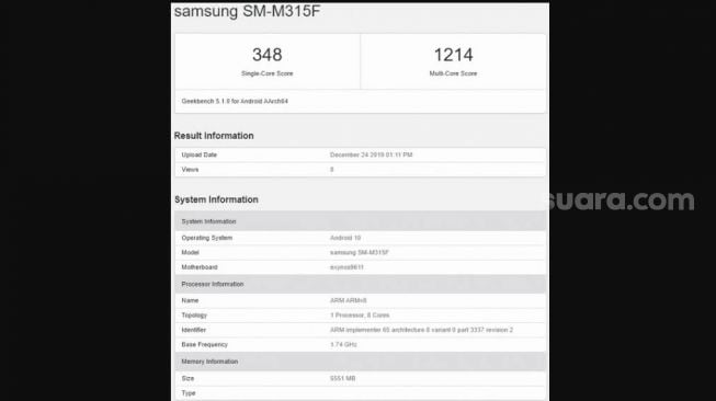 Samsung Galaxy M31. [Suara.com/Tivan Rahmat]