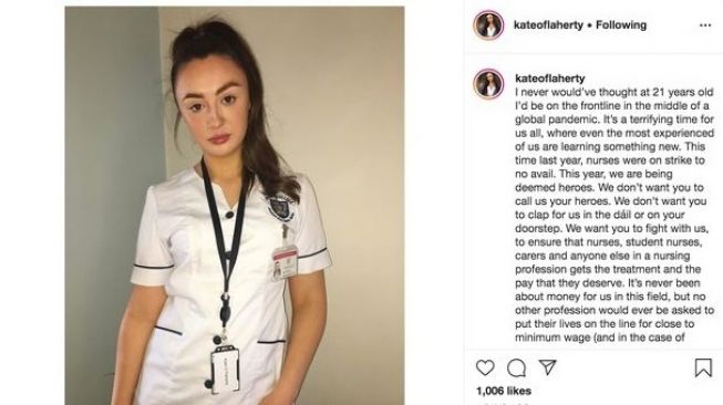 Unggahan perawat yang tulis surat wasiat karena khawatir meninggal akibat corona (Instagram/Kate O'Flaherty)