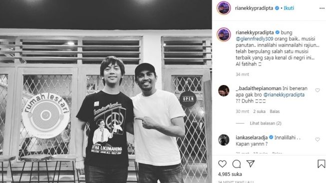 Duka Rian D'Masiv untuk mendiang Glenn Fredly [Instagram/@rianekkypradipta]