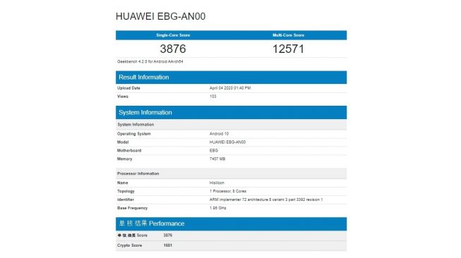 Bocoran Geekbench Huawei P30 Pro. [Geekbench]