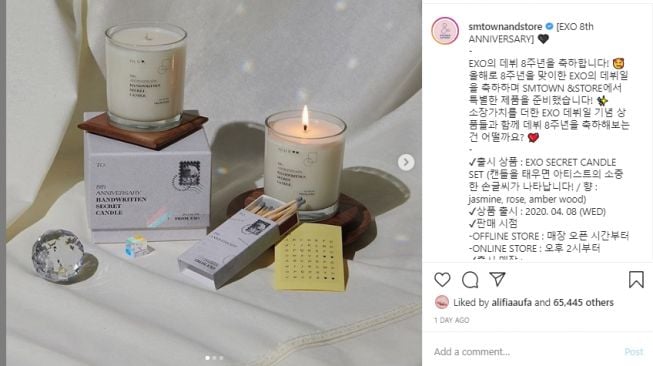 Paket lilin aromaterapi EXO. (Instagram/smtownandstore)