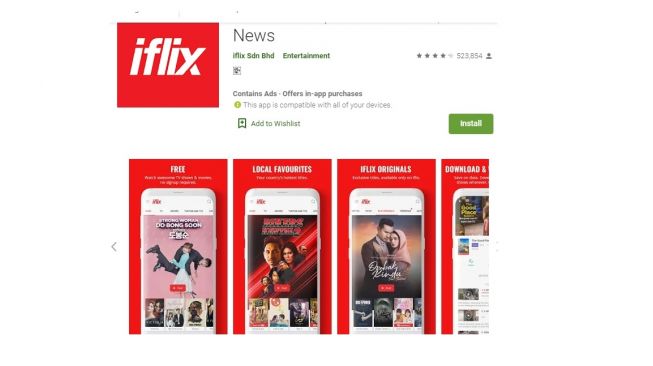 Aplikasi nonton streaming gratis, iflix. [Google Play Store]