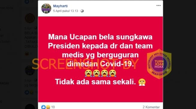 CEK FAKTA: Benarkah Jokowi Tak Berduka Atas Banyaknya Tim Medis yang Gugur?