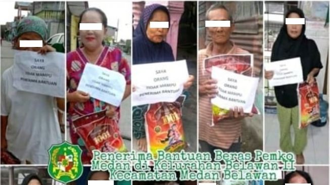 Viral Foto Penerima Bantuan Bawa Kertas Bertuliskan 'Orang Tidak Mampu'